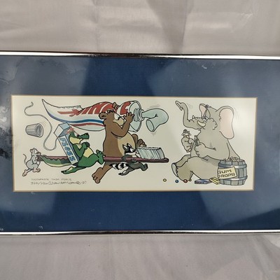 TOOTHPASTE TASK FORCE ROBERT MARBLE ARTWORK 1987 MATTED FRAMED L.E. LITHOGRAPH