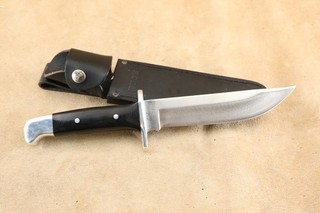 Pre 1986 Buck USA 124 Fixed Blade Knife & Leather Sheath 6 3/4" Blade 12" OAL