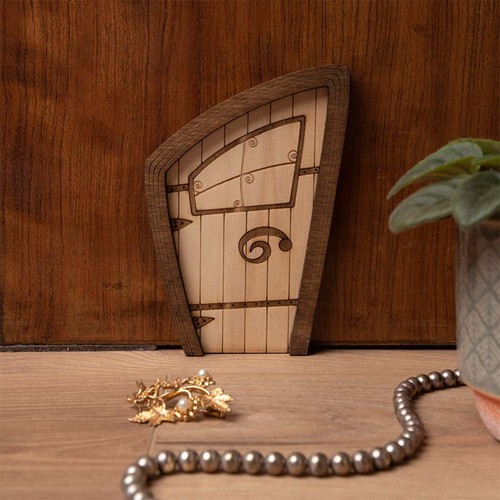 Wooden Miniature Fairy Elfs Door Geometric Design DIY Painting Vintage Decor - Picture 2 of 16