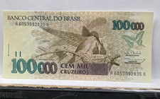 1992 Brazil 100000 Cruzeiros  banknote UNC P-235 banknote  A6053092835A