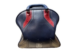 VINTAGE Brunswick Bowling Ball Bag Tri Color Blue Red Single Vinyl Faux Leather