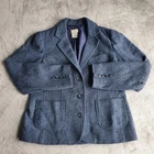 Vintage LL Bean Wool Blend Herringbone Tweed Blazer Jacket Blue EXCELLENT Mens M