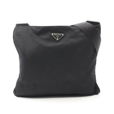 バッグ PRADA TRIANGLE LOGO LEATHER SHOULDER BAG Prada Enameled Metal Triangle-Logo Leather Shoulder Bag in Black