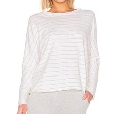 Frank Eileen Tee Lab Continuous Sleeve Sweatshirt Sz S Oversized White Stripe