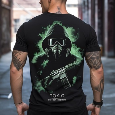 Stuff Box Männer Shirt Rundhals kurzarm Toxic schwarz STB-1175 - Print TShirt