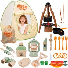 Kids Camping Set with Tent 42Pcs Camping Pretend Play Tent Toy Campfire