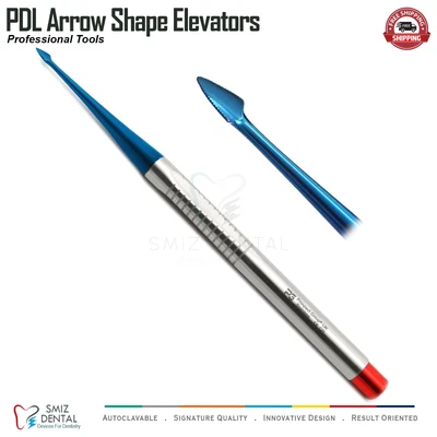 SMIZDENTAL PDL Arrow Shape Elevator Dental Luxating Serrated Spade Luxation Titanium Coated