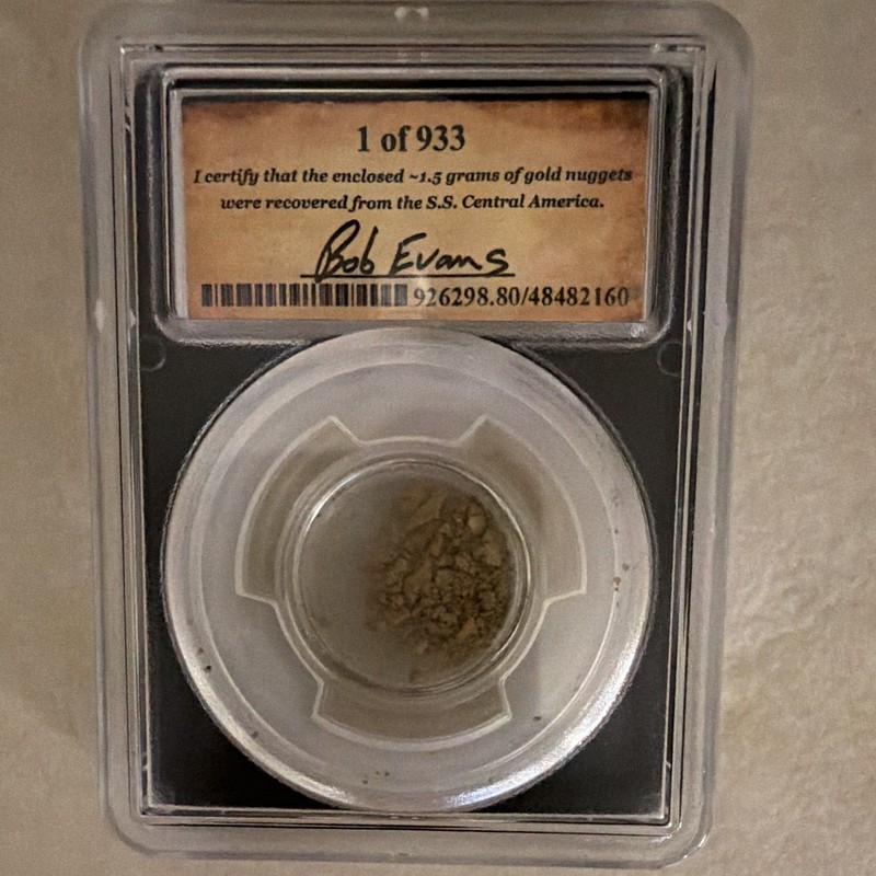1.5 grams Gold Nuggets Pulled From Shipwreck PCGS Bob Evans Signed 1 of 933