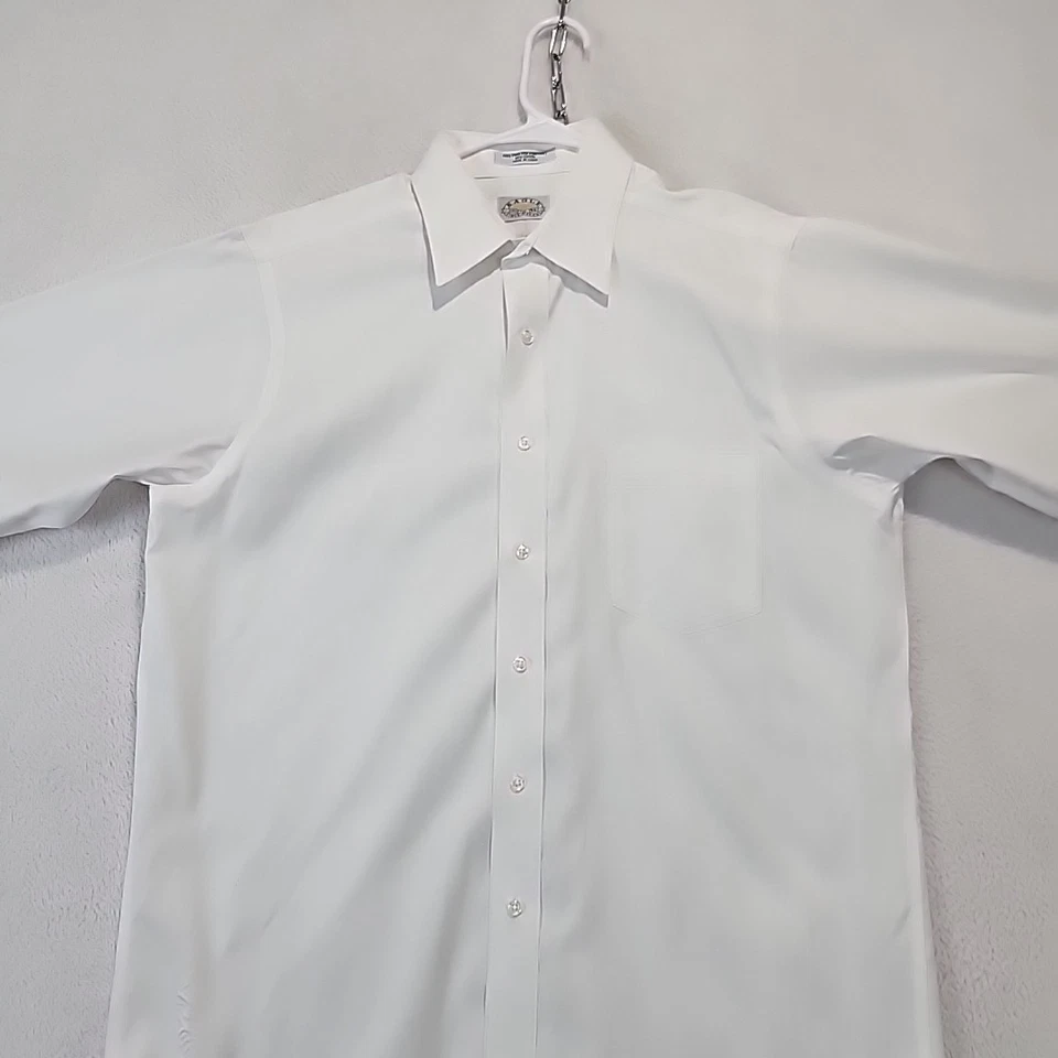 Мужская рубашка Eagle Shirtmakers 16 34/35 белая 80-е два слоя точечная офисная - Изображение 4 из 4