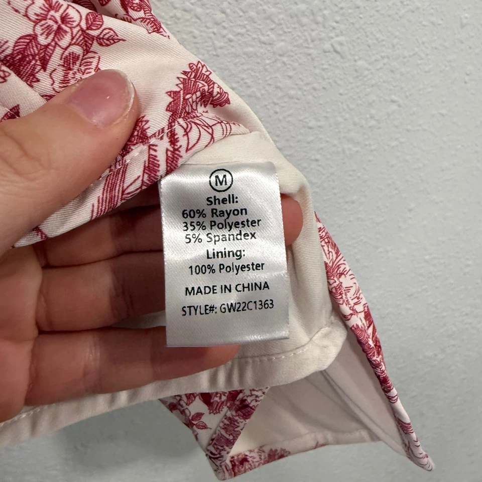 Moda Nova Corsé Top Rojo Blanco Estampado Toile Cuello Cuadrado Corbata Hombros Talla M Foto 4 de 4