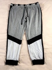 NOBO No Boundaries Womens Pull On Colorblock LOVE Joggers Gray White Size XXL 19