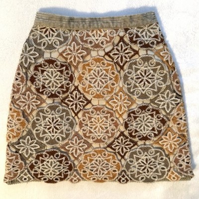 Charabia Paris Open-Work Crochet Knit Mandala Skirt Girls 8 Corduroy Boho Kids