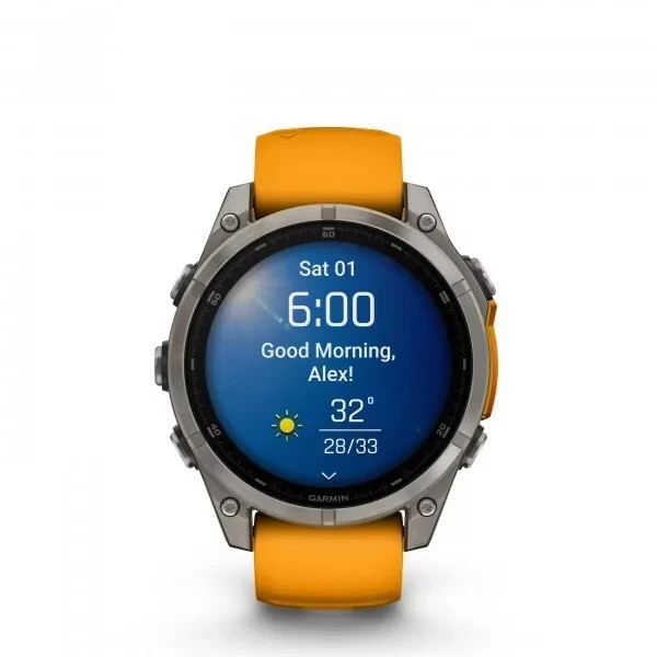 Garmin fenix 8 47mm Sapphire Titanium with Orange Graphite Band 010-02904-10