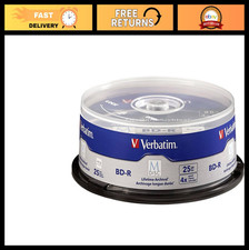 25GB Blu-Ray BD-R Discs 4X Speed Blank Media - 25 Pack Spindle for Recording