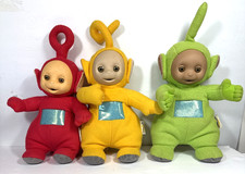 Playskool Vintage 1998 by Hasbro Inc. Teletubbies 3 Plushes Dipsy, Laa-Laa, Po
