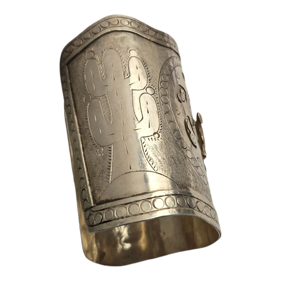 ¡100 gramos! Fabulosa pulsera de plata de ley con motivo inca de los años 50 Foto 3 de 4