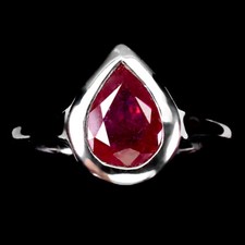 925 Sterling Silver Ring Pear Ruby 9x7mm Natural Gemstone Jewelry