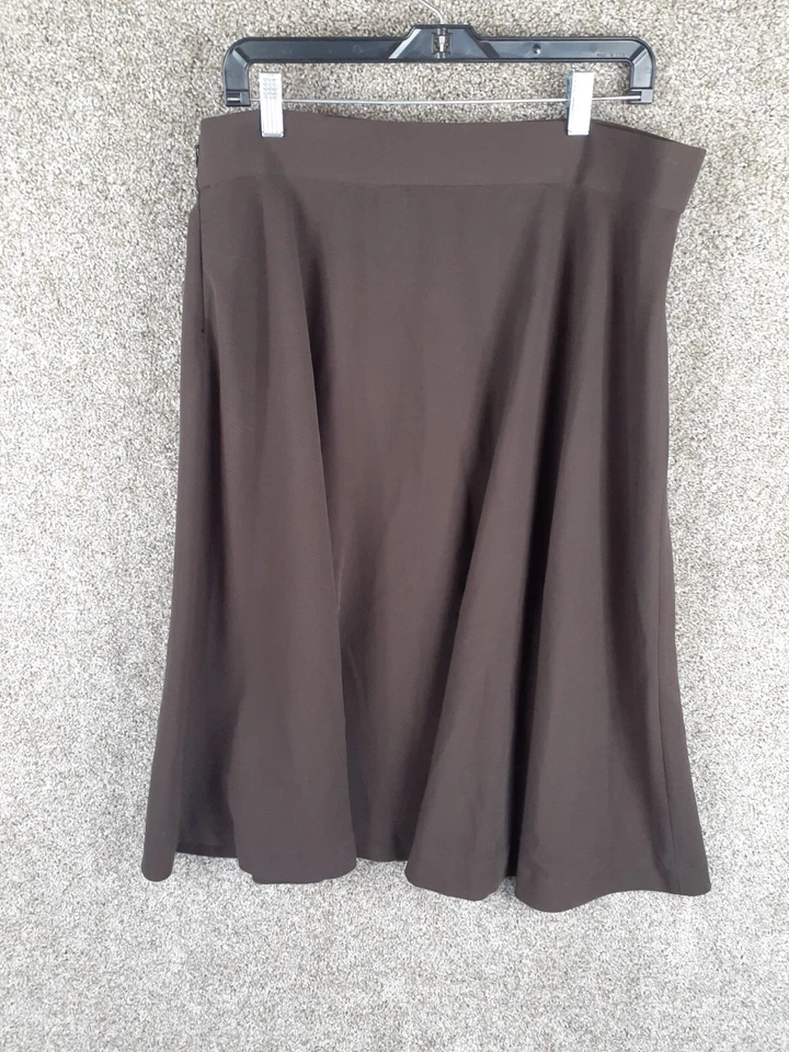 Falda midi Diálogo para mujer XL marrón oscuro línea A académica preppy clásica carrera Foto 2 de 4