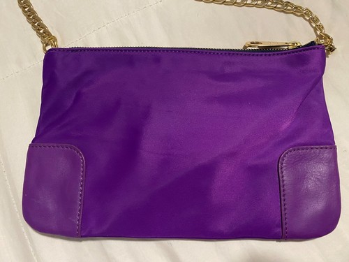 Vintage Y2K Juicy Couture Purple Nylon Crossbody Bag Purse Gold Chain Handle - Bild 3 von 7