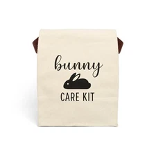 Bunny Care Kit Bag, Rabbit Essentials Organizer, Canvas Tote for Bunny Supplies