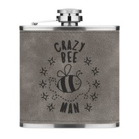 Crazy Biene Mann Stars 170Ml Pu-Leder Flachmann Grau Tier Vatertag Lustig