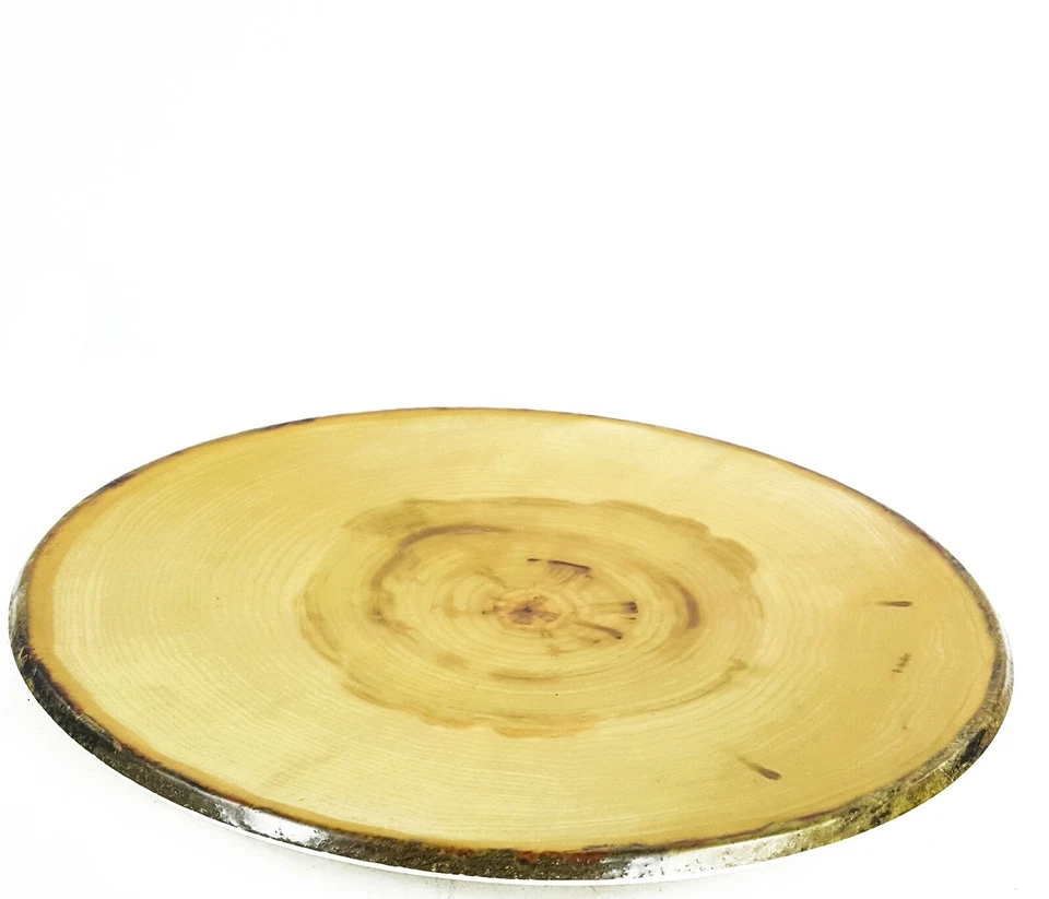 American Metal Craft Melamine 13.5" Round Faux Rustic Wood Serving Platter NEW - Image 2 of 4