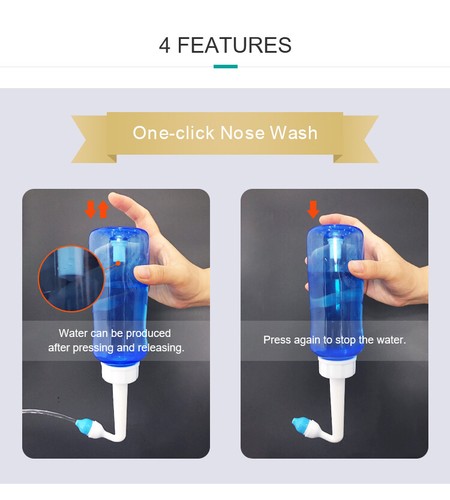 Neti Pot Botella de lavado nasal Enjuague sinusal Alivio de alergias Yoga Kit de riego - Imagen 2 de 9