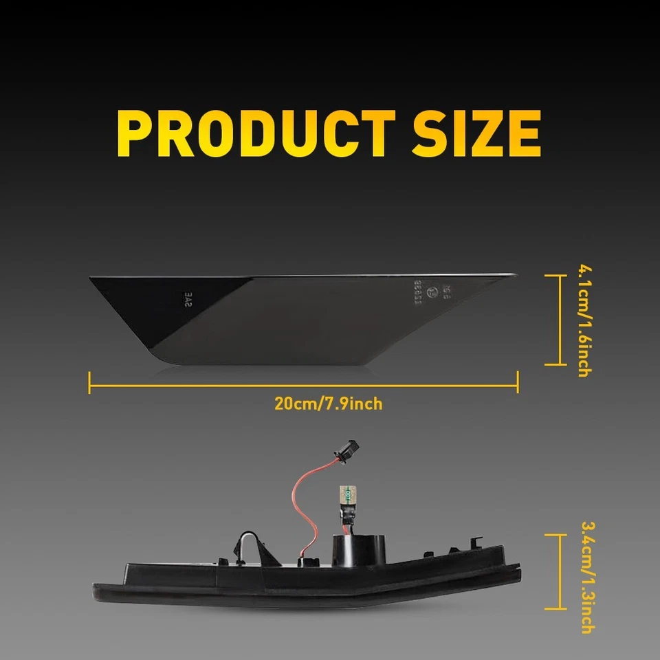 Smoked Side Marker Lamp Turn Signal Light W/ LED Bulbs for Honda Civic 2016-2021 - Image 3 of 4