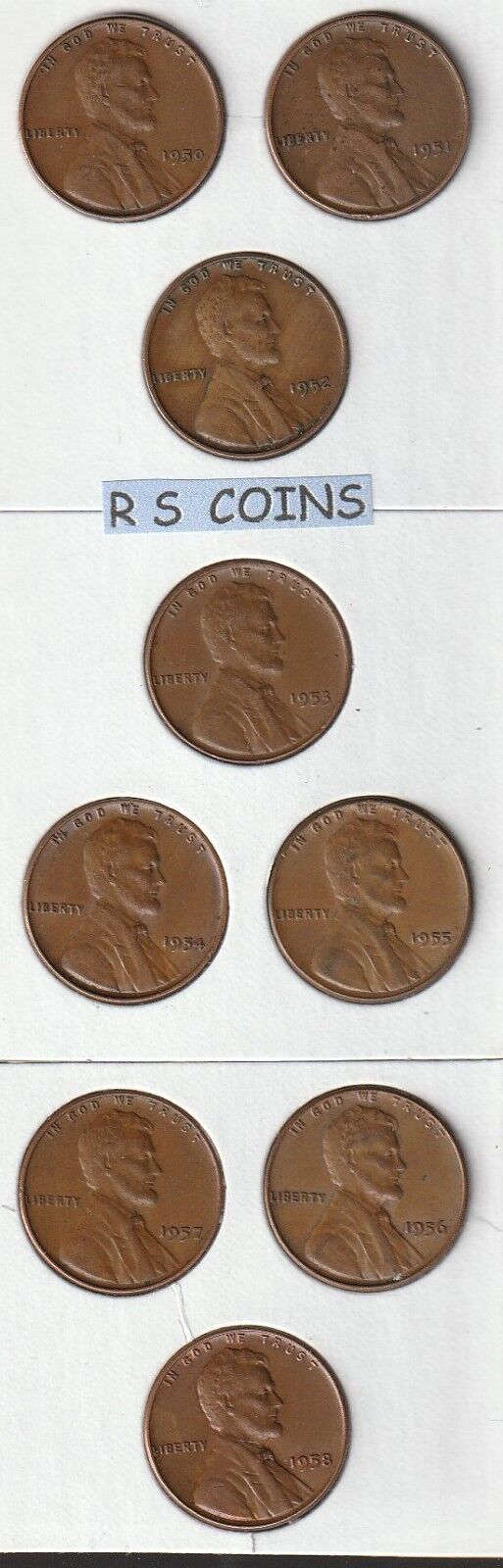 Max 66% OFF BEST SELLERS SALE set of LINCOLN CENTS 1950 1958 co V = Popular products F thru 9
