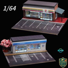 Diorama 1:64 Car Garage Model LED Lighting City Convenience Store Scene Model