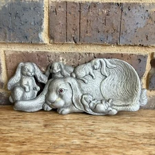 VTG 1994 Arthur Court Bunny Rabbits Aluminum Trinket Dish Spoon Rest, 9” Easter