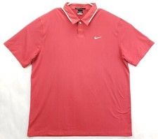 Nike Polo Shirt Mens XL Red Golf Dri-Fit Tiger Woods Collection Stretch Swoosh