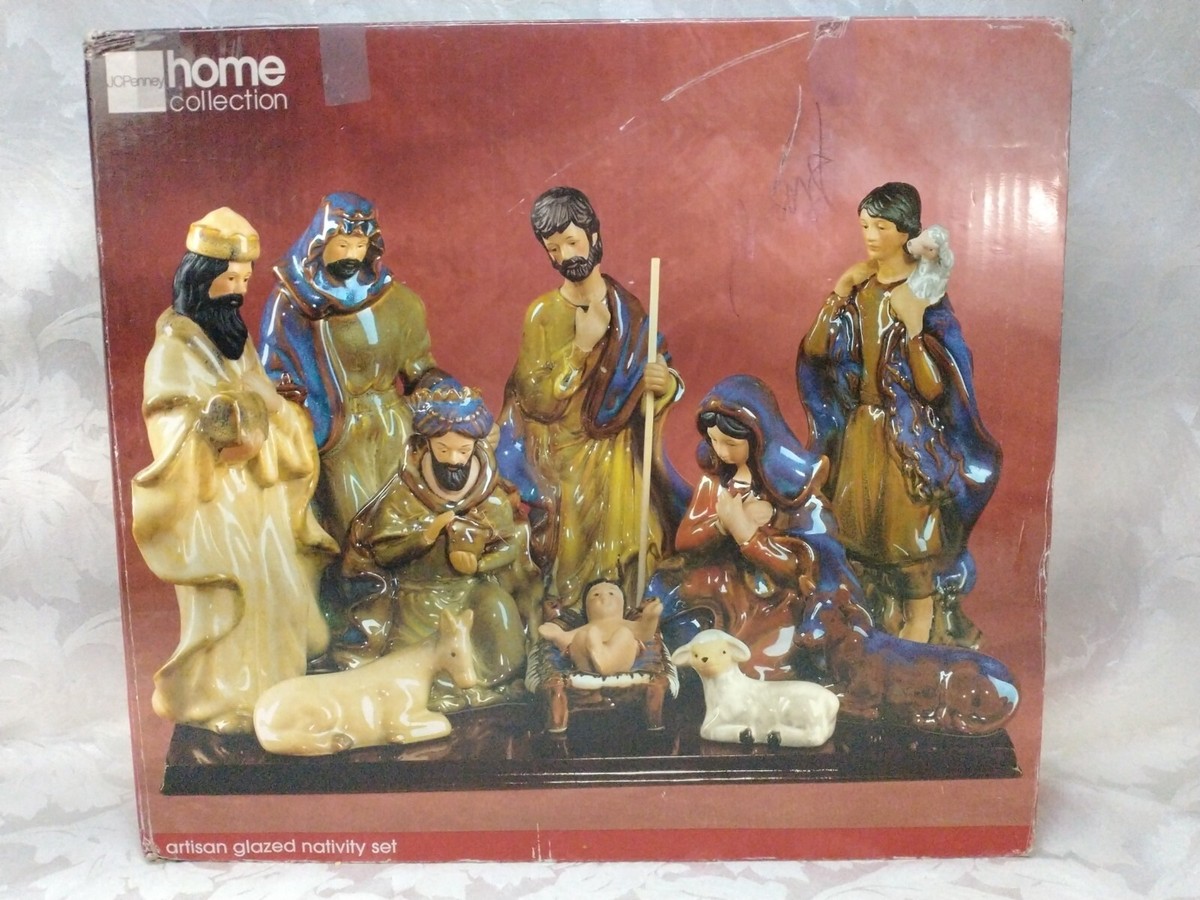 Vintage Terracotta Nativity Crèche 9 Piece Set, Christmas Decor