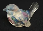 Fenton Sparrow Small Bird Glass Figurine 4" Pink Flowers Hand Painted D. Barbour