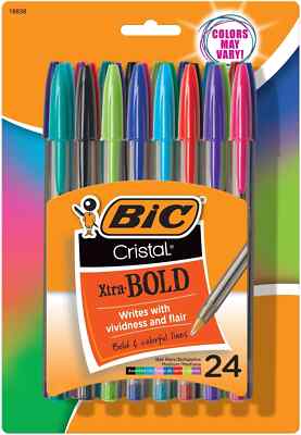 BIC Cristal Xtra Bold Ballpoint Pens, 24 Count (Pack of 1), Assorted