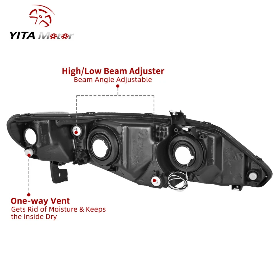 LED DRL HeadlightsFor 2006-2011 Honda Civic FA Sedan 4DR Headlamps Pair Lamps - Image 4 of 4