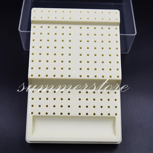 Dental Bur Block Holder With Lid - Plastic Station Holds 168 Burs For RA & FG Dental Tools