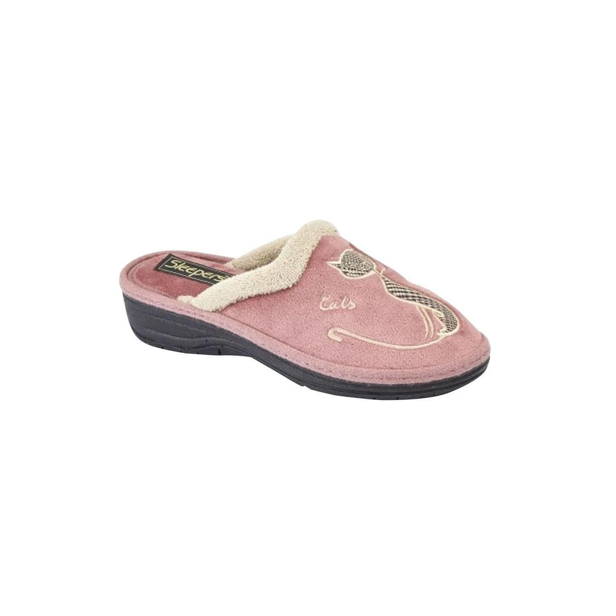 Boulevard Womens Ladies Cat Motif Cuff Mule Slippers DF1346 eBay