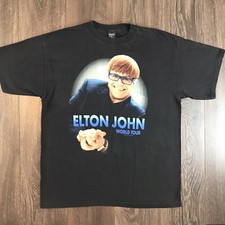 Elton John World Tour XL 97 Vintage Black Shirt, Made In The USA, Official Lic.