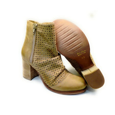 PEDRO JIMENEZ STIVALETTI DONNA TACCO MEDIO ARRICCIATI ESTIVI VERA PELLE TRAFORAT