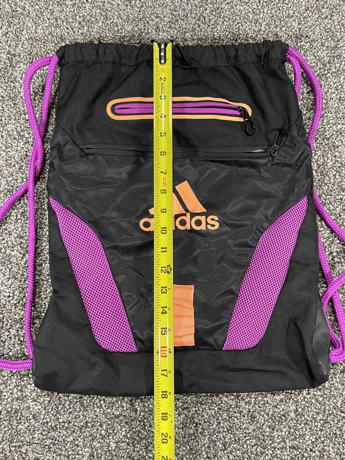 Adidas Drawstring Backpack Sack Black Purple Oran… - image 4
