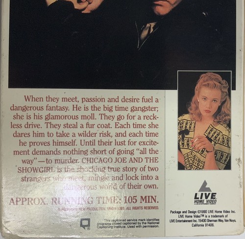 Chicago Joe And The Showgirl 1989 VHS Kiefer Sutherland VHSshopCom - Picture 12 of 12