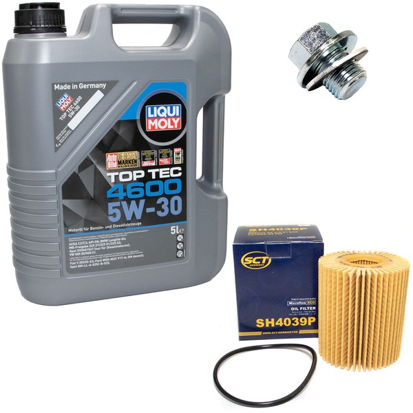 MotoröL Set 5W-30 5 Liter + ÖLfilter SH 4039 P + Schraube FüR Lexus Toyota RAV 4-image