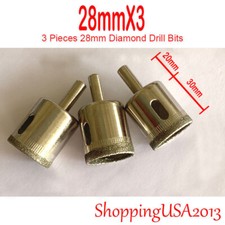 3X 28mm Diamond Coated Drill Bits Set Hole Saw Cutter Tool Glass Granite Tile