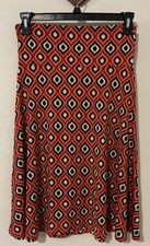 Lularoe Womens Medium Orange Midi-Style Pull-On Abstract Stretchy Skirt A5492