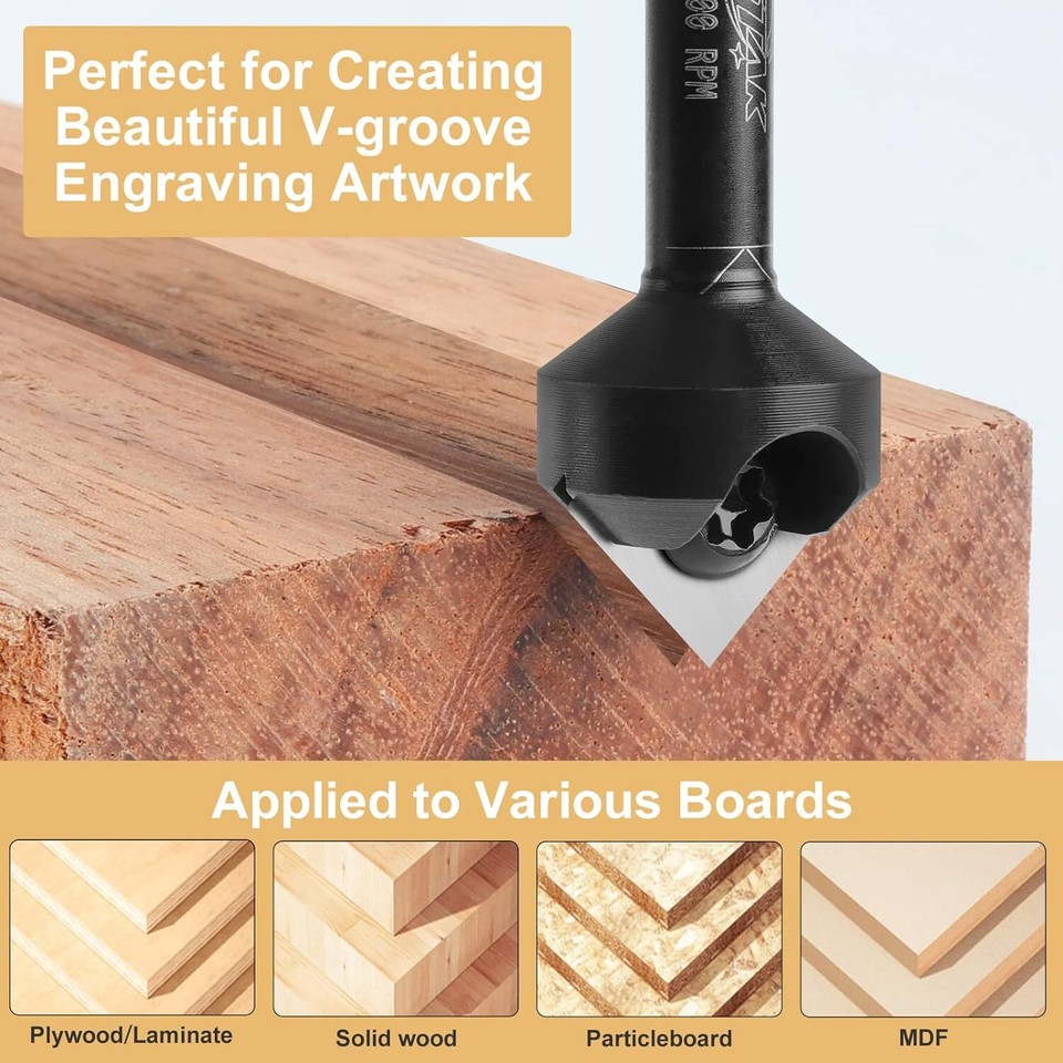 1Pcs 60 Degree 1/4\ Shank V Groove Bit CNC Router Milling Cutter Engraving Wood 1Pcs 60 Degree 1/4\ Shank V Groove Bit CNC Router Milling Cutter Engraving Wood