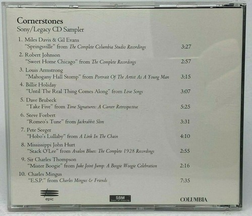 Cornerstones/Sony Legacy CD Sampler (1996, Promo) Various Artists Jazz & Blues - Picture 2 of 3