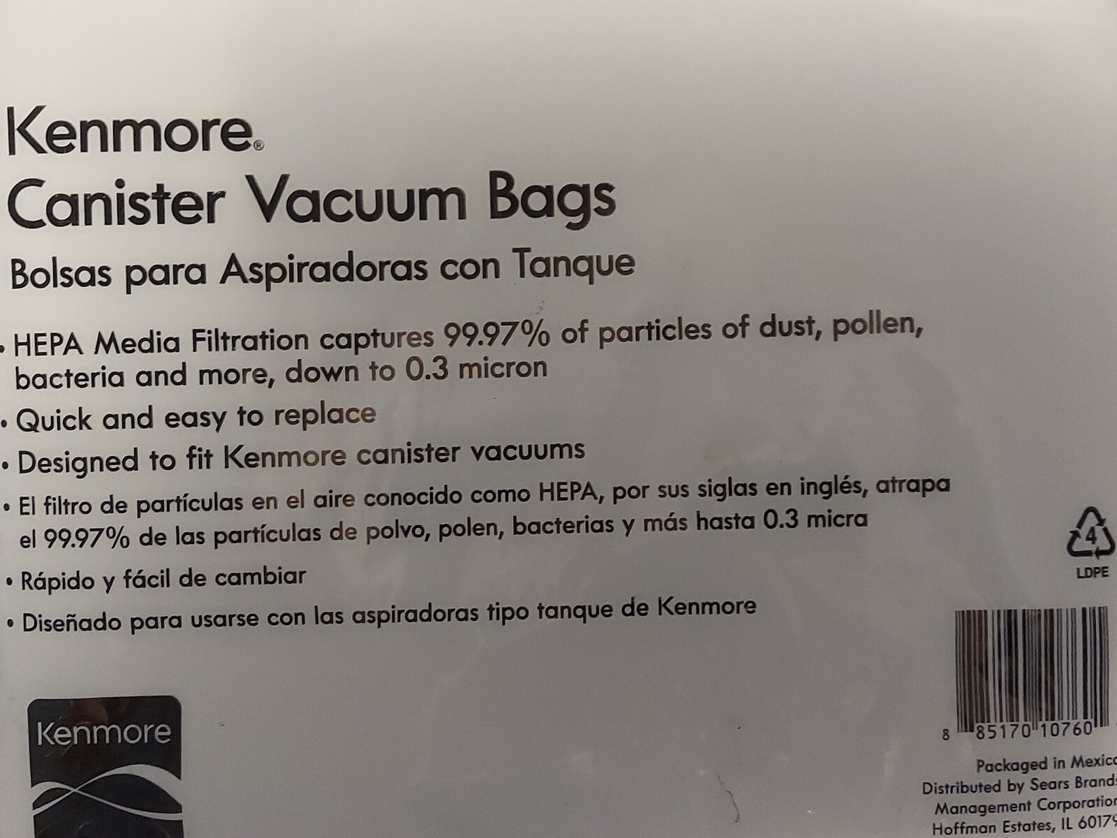 Kenmore 6Pack Canister Vacuum Bags 2053292 Type Q/C New eBay