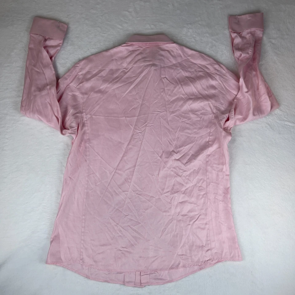 Thomas Pink Dress Shirt Men's 17 Pink Casual Long Sleeve Slim Fit Button Up - Image 2 of 4