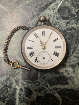 OROLOGIO DA TASCA CIPOLLA RIBALTINA CON CHIAVETTA DELL '800 IN ARGENTO |  eBay